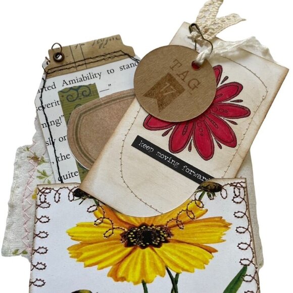 Writing Junk Journal Vintage Style Fabric Cover Diary Includes Ephemera No 17 u - Picture 4 of 16